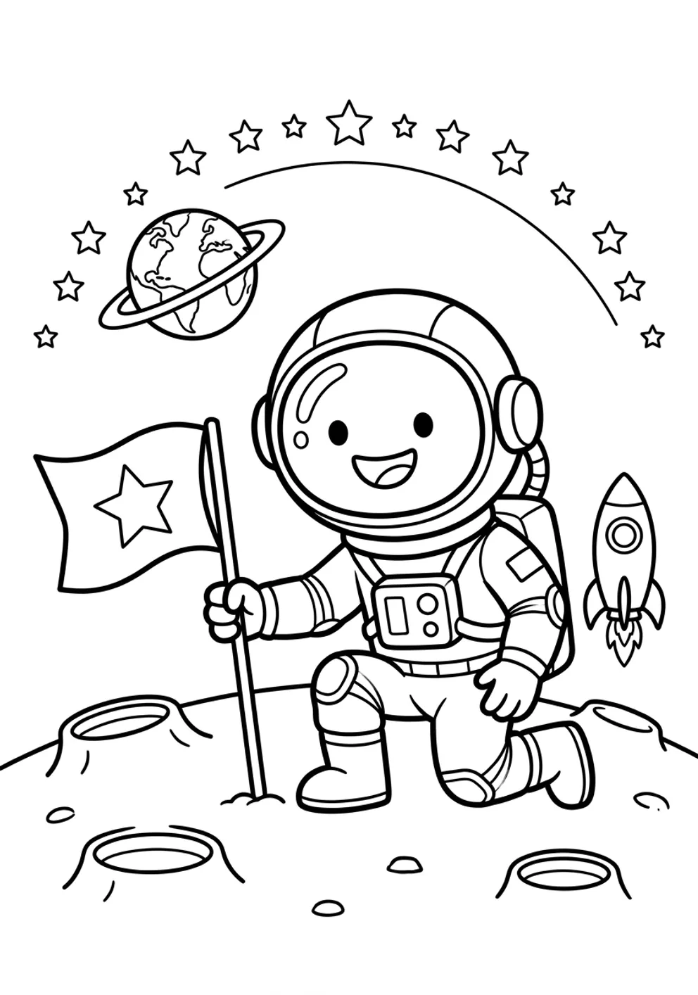 Exemple de coloriage astronaute à imprimer