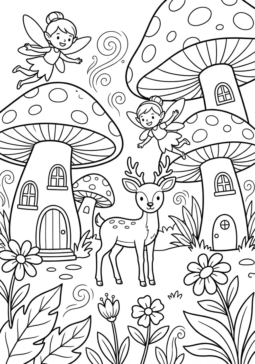 Exemple de coloriage forêt enchantée à imprimer