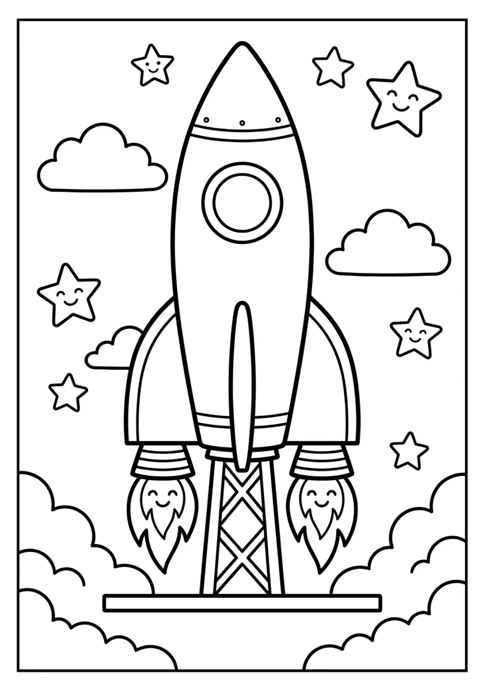 Exemple de coloriage fusée à imprimer