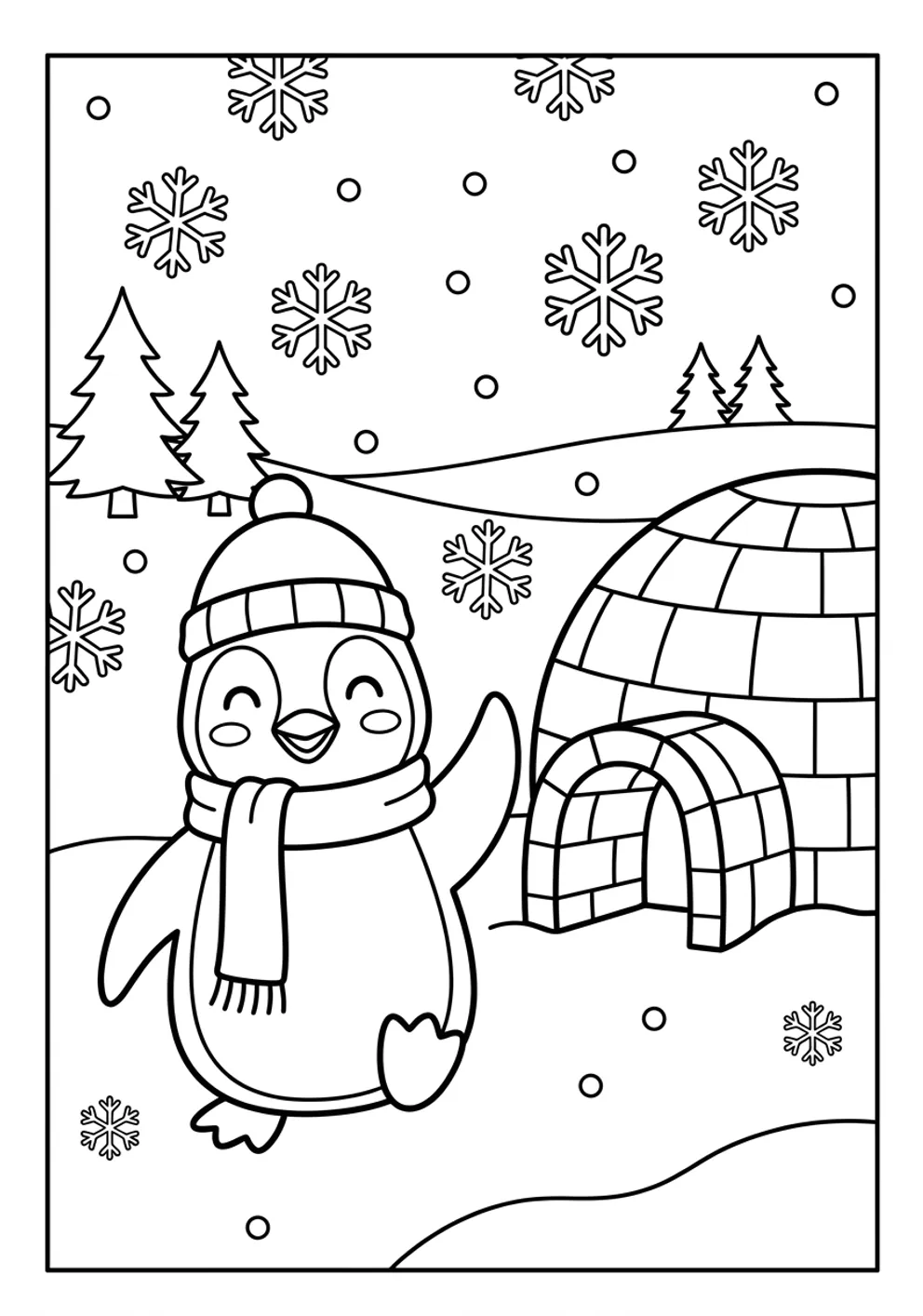 Exemple de coloriage hiver à imprimer