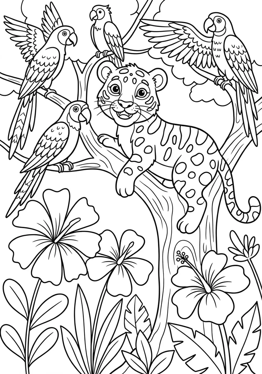 Exemple de coloriage jungle à imprimer