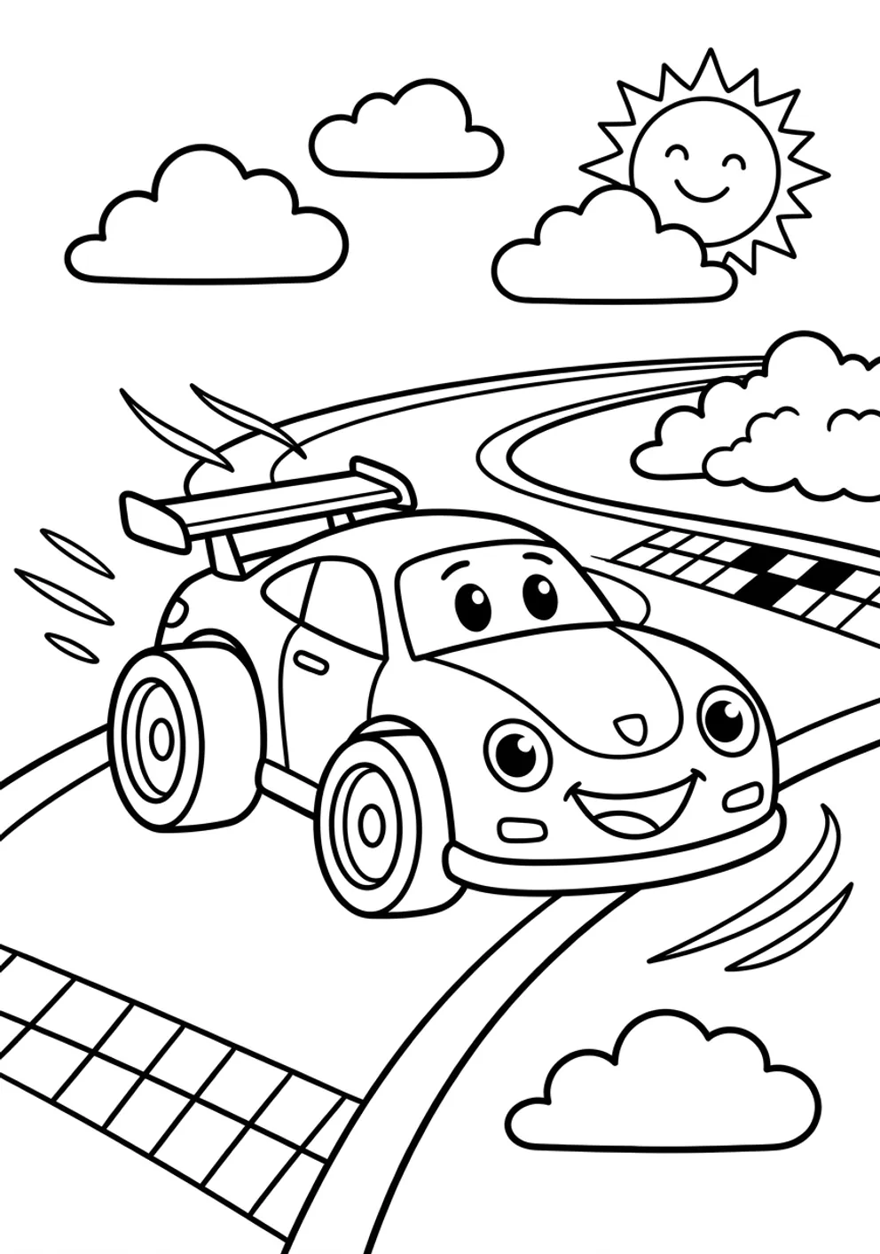 Exemple de coloriage voiture de course à imprimer