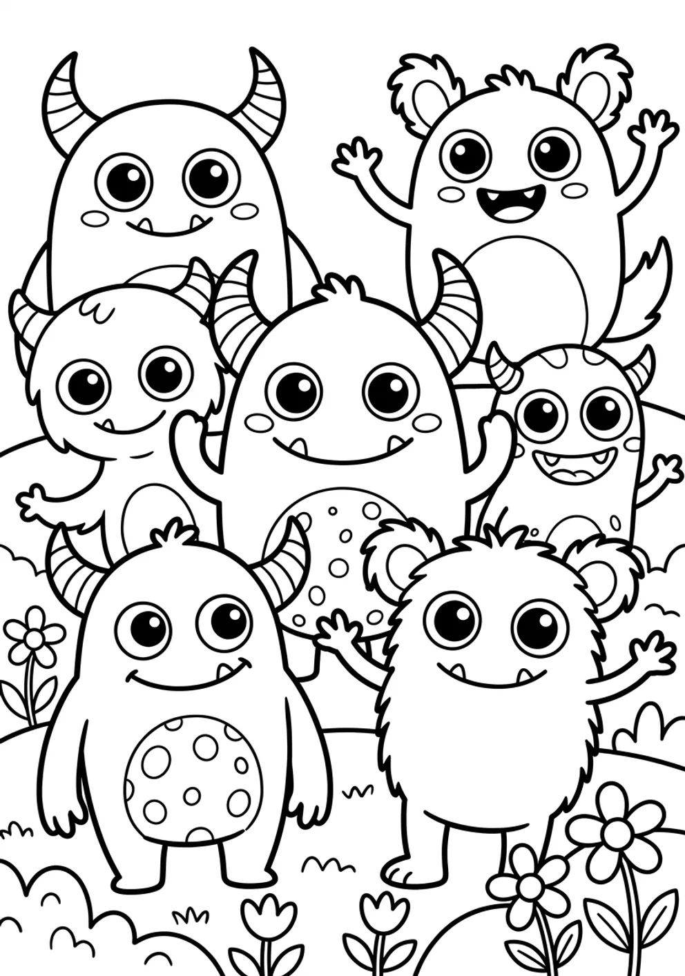 Exemple de coloriage monstres gentils à imprimer