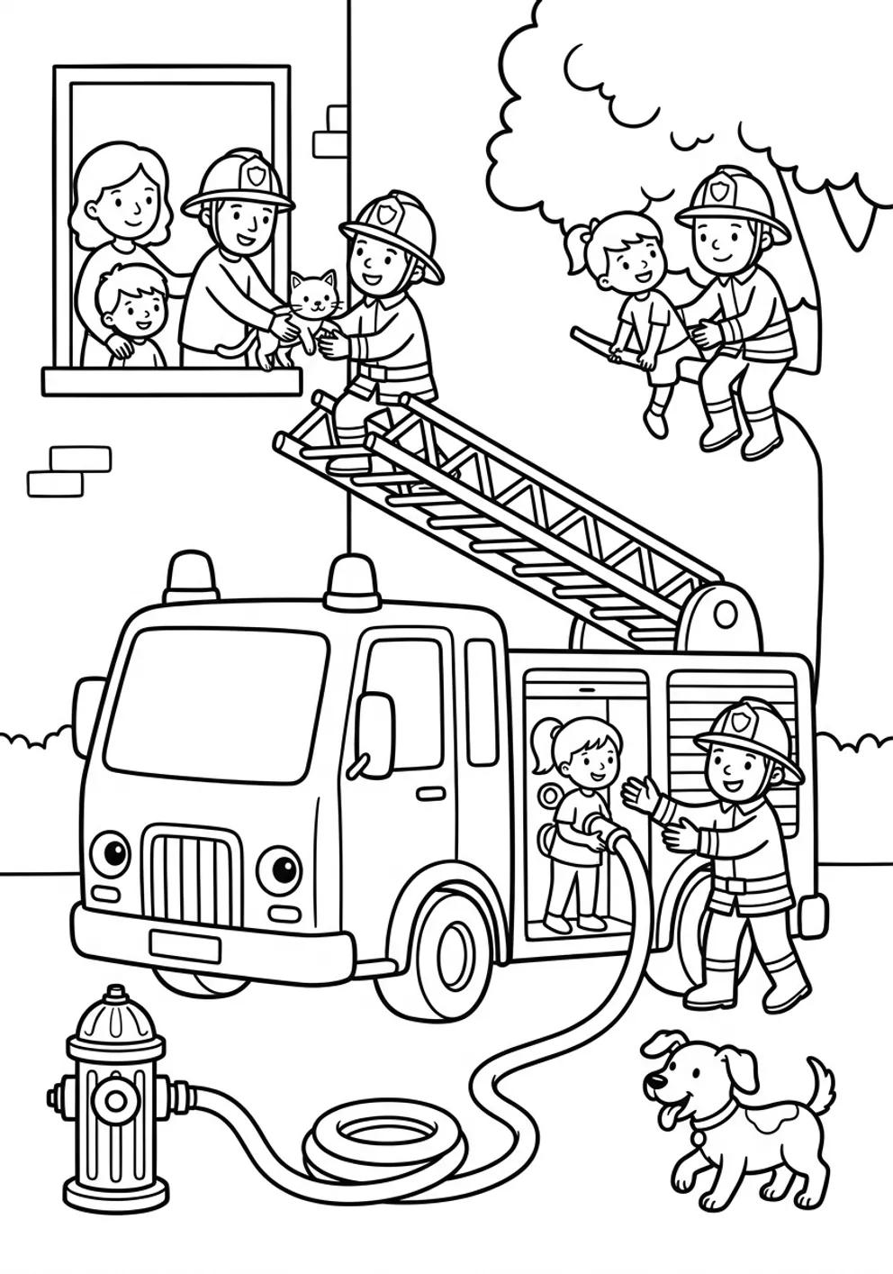 Exemple de coloriage pompiers à imprimer
