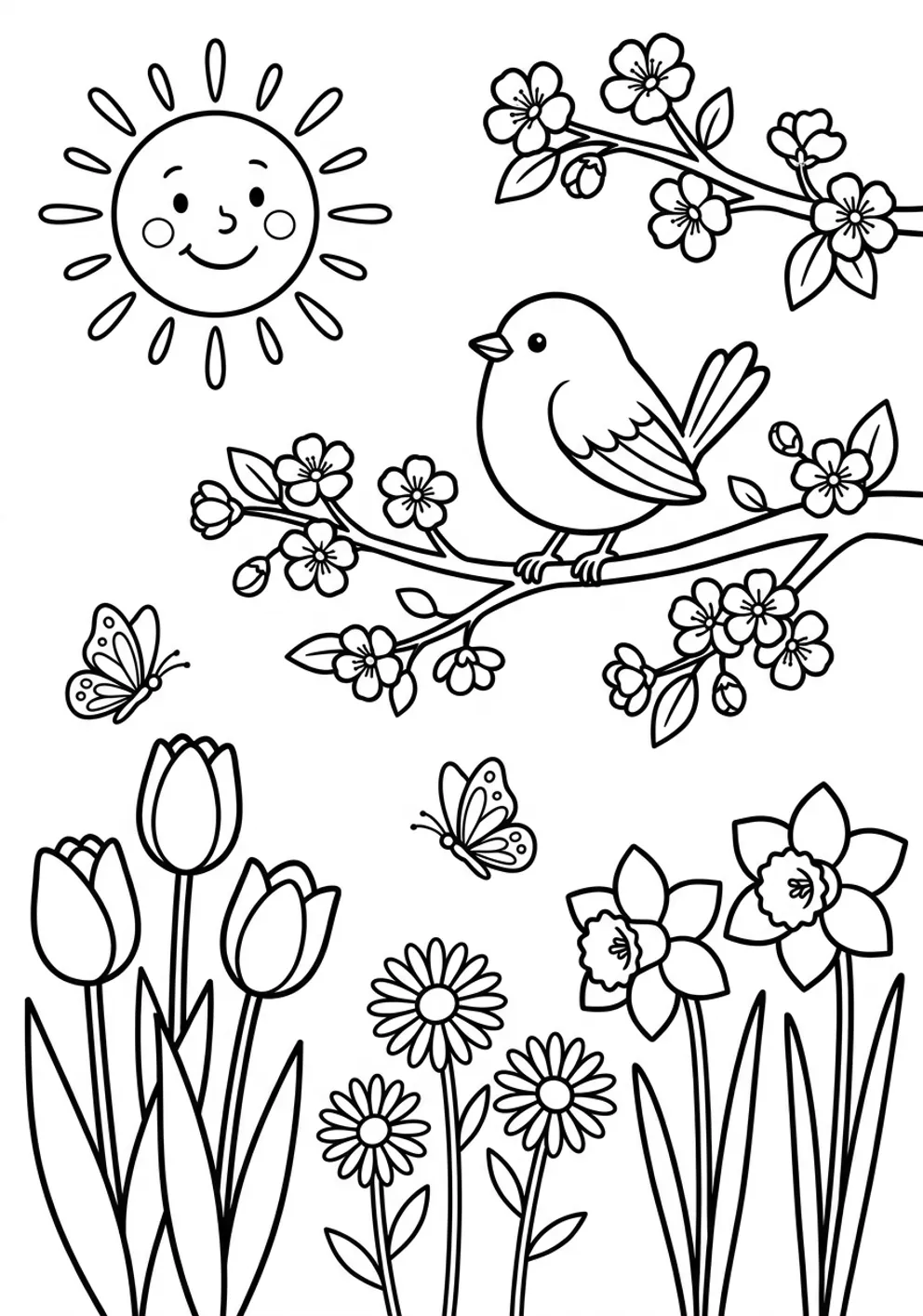 Exemple de coloriage printemps à imprimer