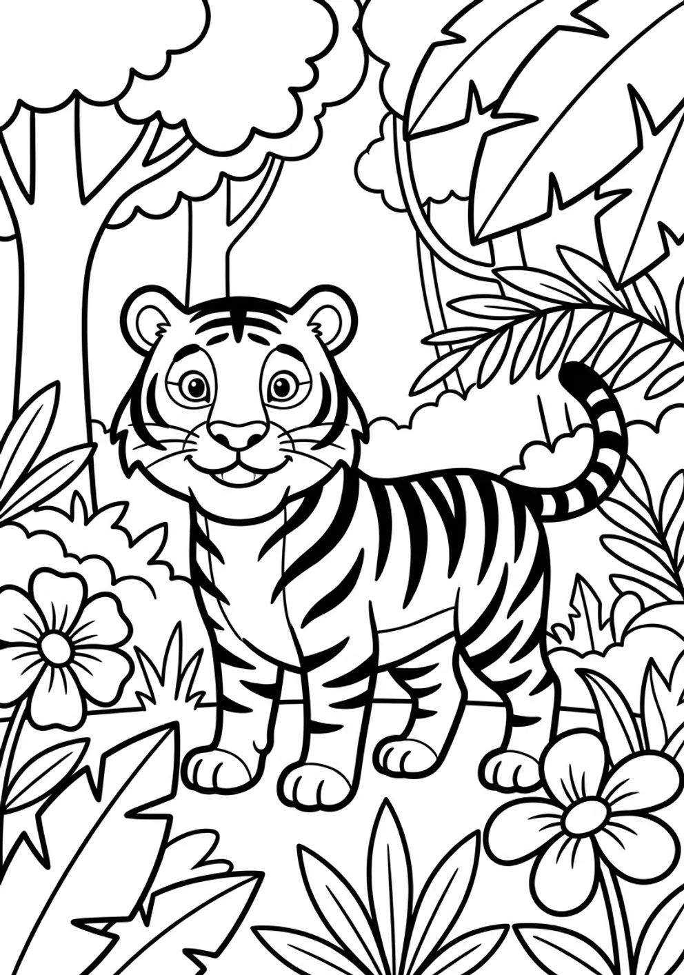 Exemple de coloriage tigre à imprimer