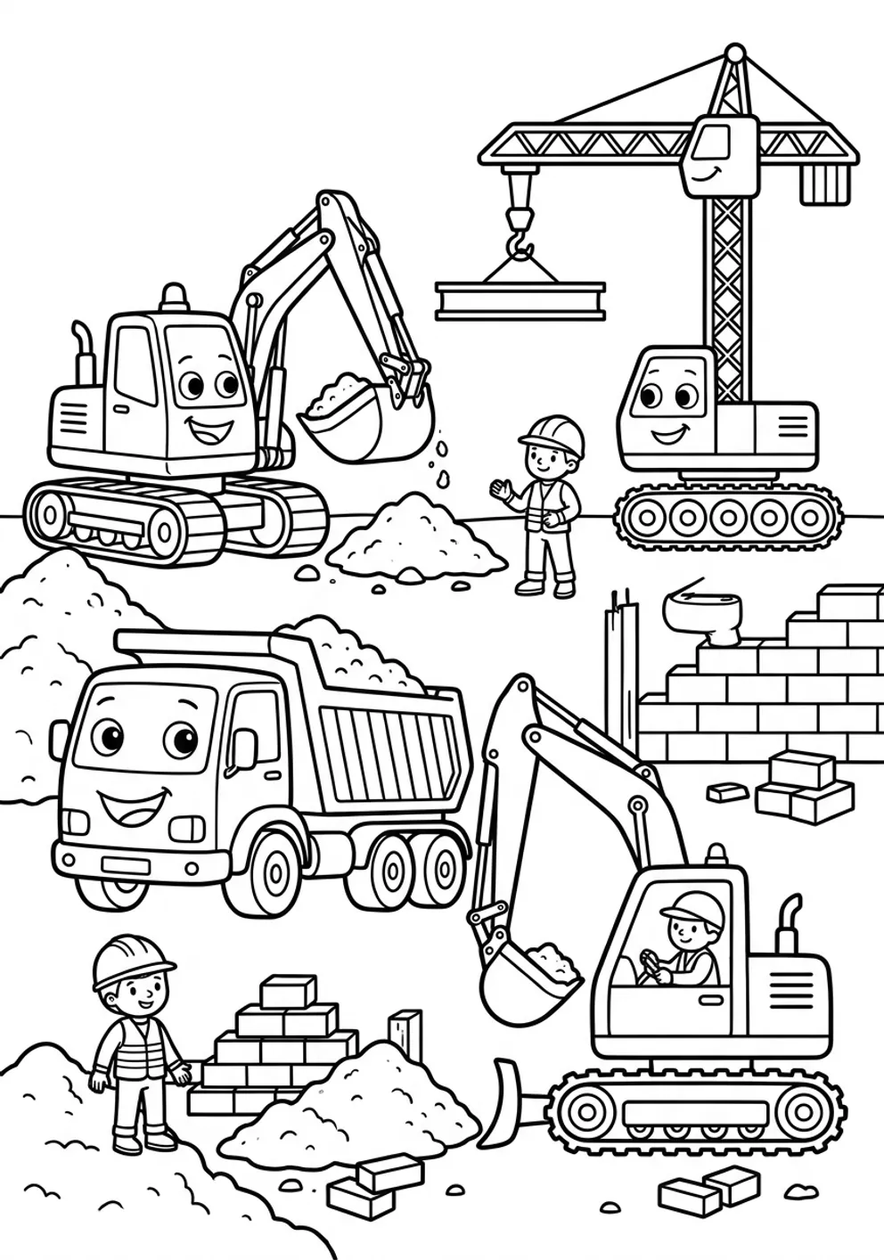 Exemple de coloriage véhicules de chantier à imprimer