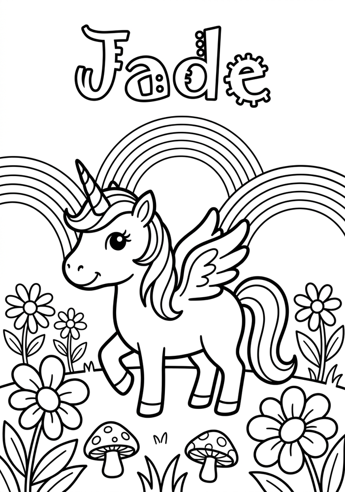 Coloriage licorne personnalisé à imprimer