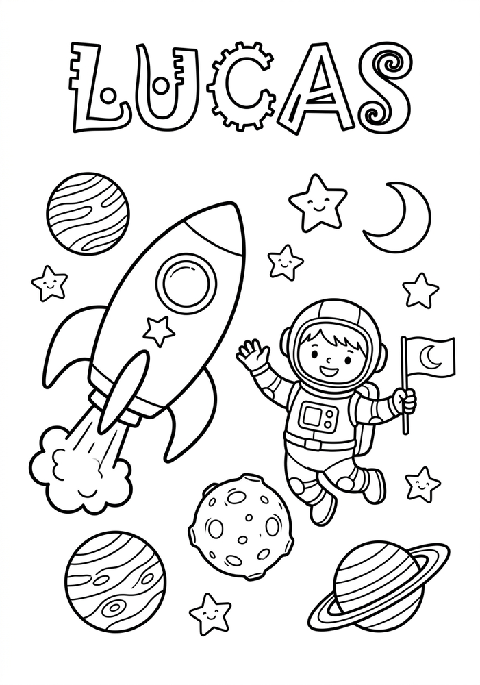 Coloriage espace personnalisé à imprimer