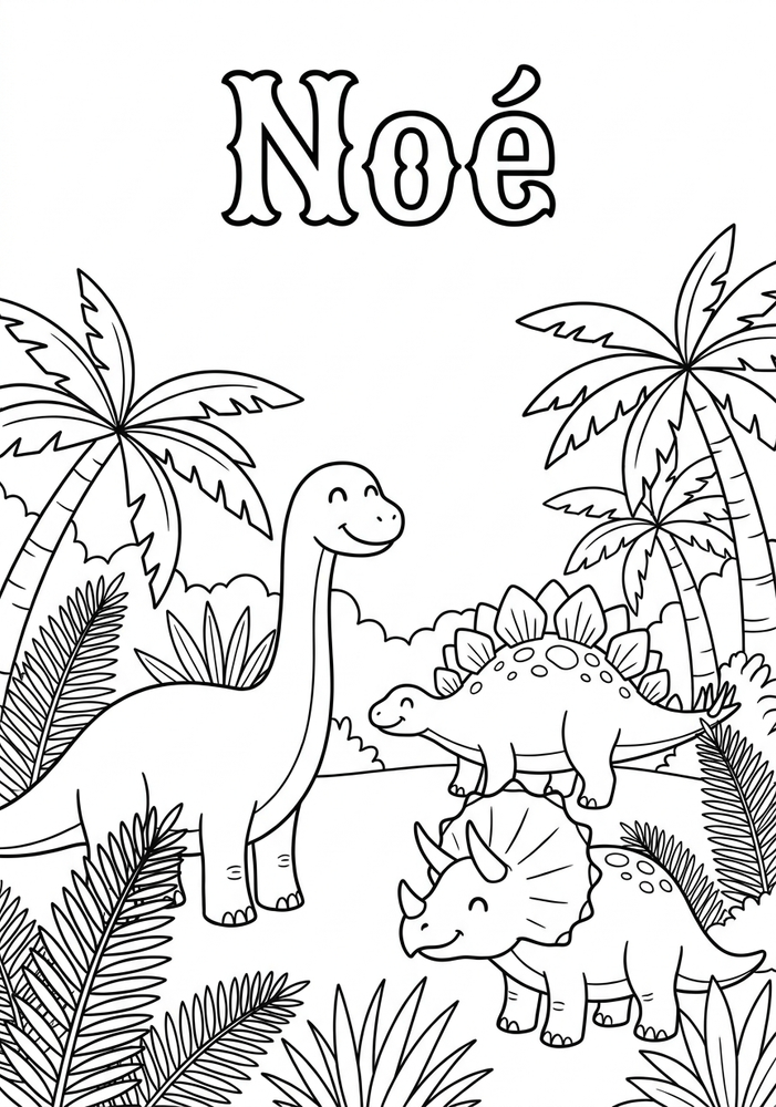 Coloriage dinosaure personnalisé à imprimer