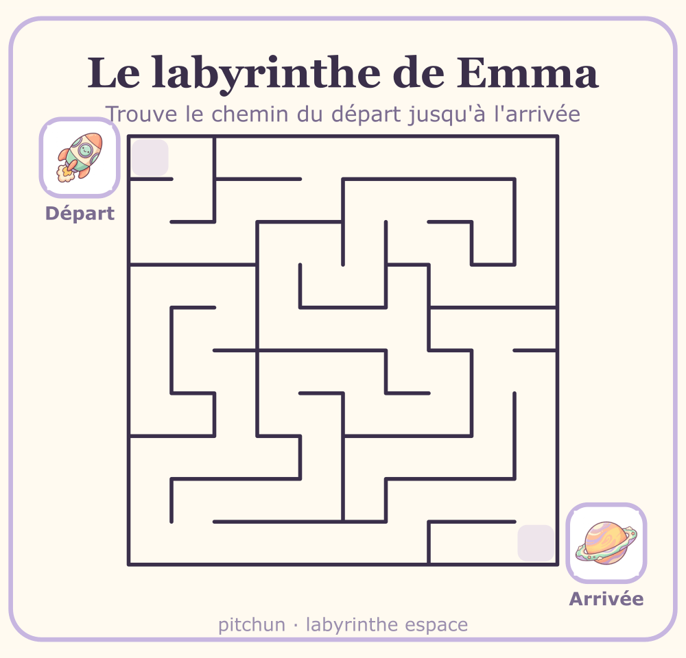 Labyrinthe espace à imprimer pour enfant