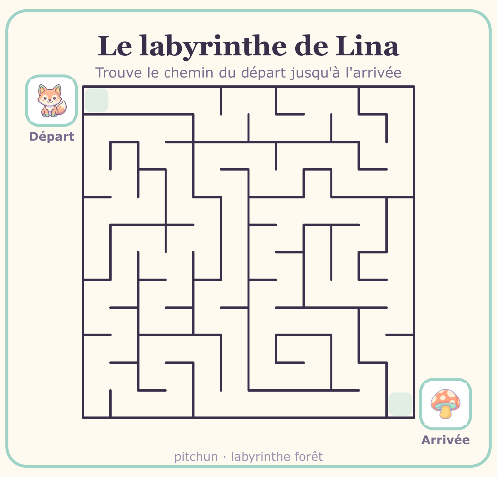 Labyrinthe forêt à imprimer pour enfant