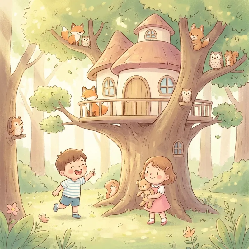 Illustration d'une histoire de cabane pour enfant