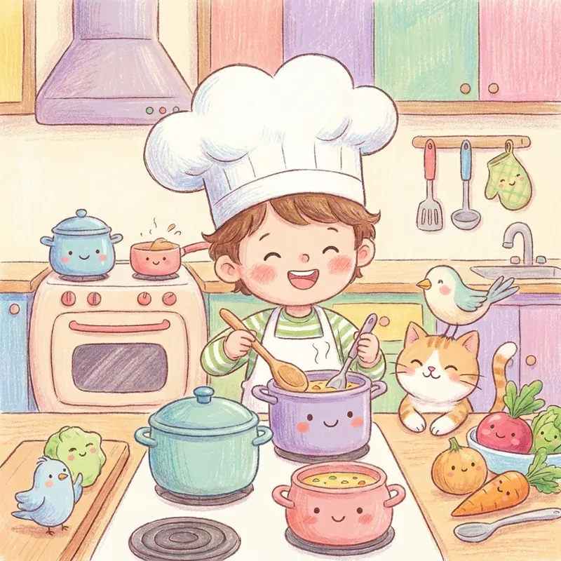 Illustration d'une histoire de cuisine pour enfant