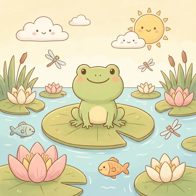 Illustration d'une histoire de grenouille pour enfant