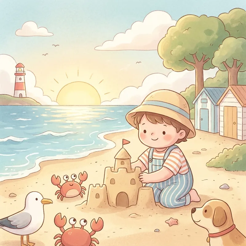 Illustration d'une histoire de plage pour enfant