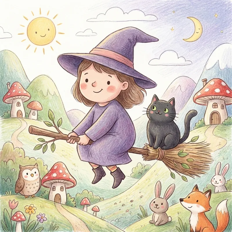 Illustration d'une histoire de sorcière pour enfant