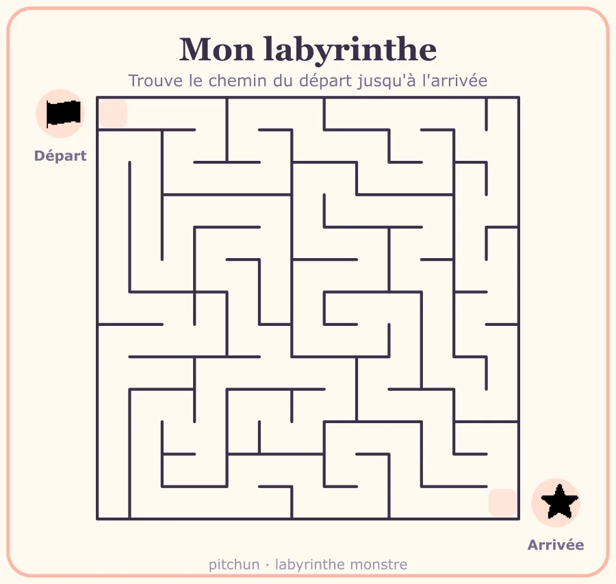 Exemple de labyrinthe monstre gentil à imprimer