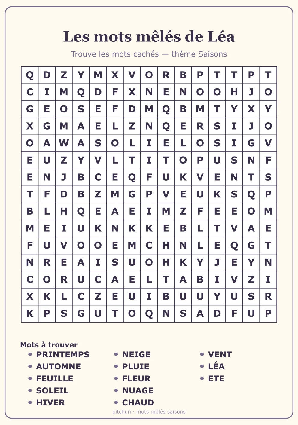 Mots mêlés Difficiles